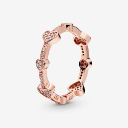 Pierścionek obrączka w serduszka Pavé PANDORA Rose 187729cz