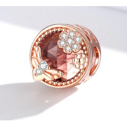 Charms radiant pszczoła w ogrodzie rose gold, srebro 925