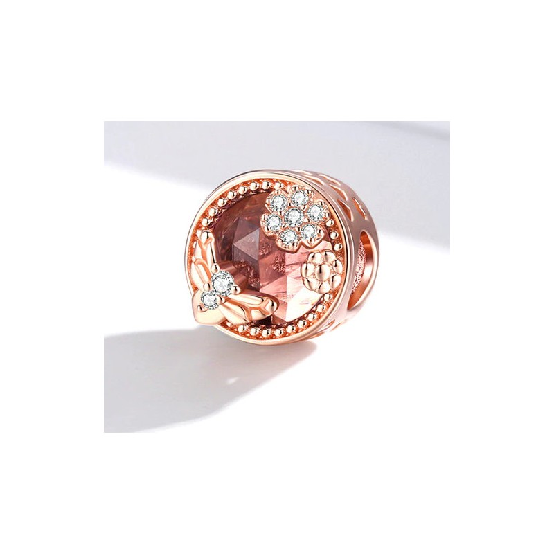 Charms radiant pszczoła w ogrodzie rose gold, srebro 925