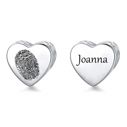 Charms personalizowany serce + grawer odcisk palca, srebro 925