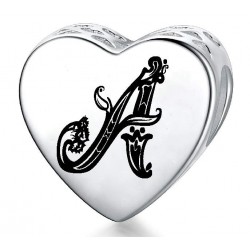 Charms personalizowany serce + grawer monogram, srebro 925