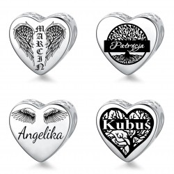 CHARMS rodzina pamiątka narodziny monogram, srebro 925, dedykacja