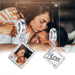 Charms zawieszka ze zdjęciem list miłosny LOVE, srebro 925 + twoje zdjęcie