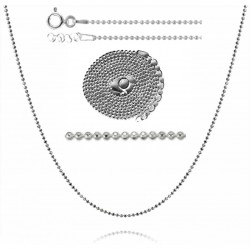 Łańcuszek długi naszyjnik kulkowy diamentowany 1.2mm 60 lub 80cm, regulowany,  srebro 925