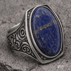 Srebrny Sygnet Męski TITAN Lapis Lazuli 28 ct – Srebro 925 24g - Naturalny Kamień