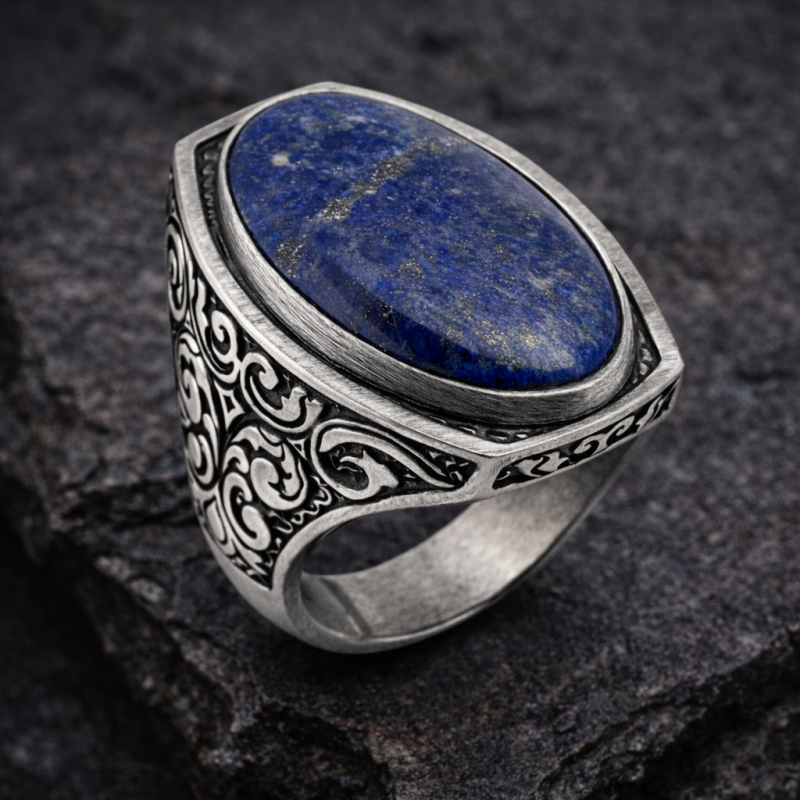 Sygnet męski TITAN – lapis lazuli 28 ct | srebro 925