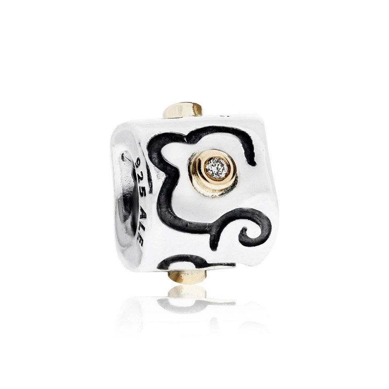 Charms Pandora ścieżki życia 790419D, srebro 925, złoto 585, diamenty