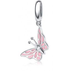 Charms zawieszka różowy wiosenny motyl, srebro 925