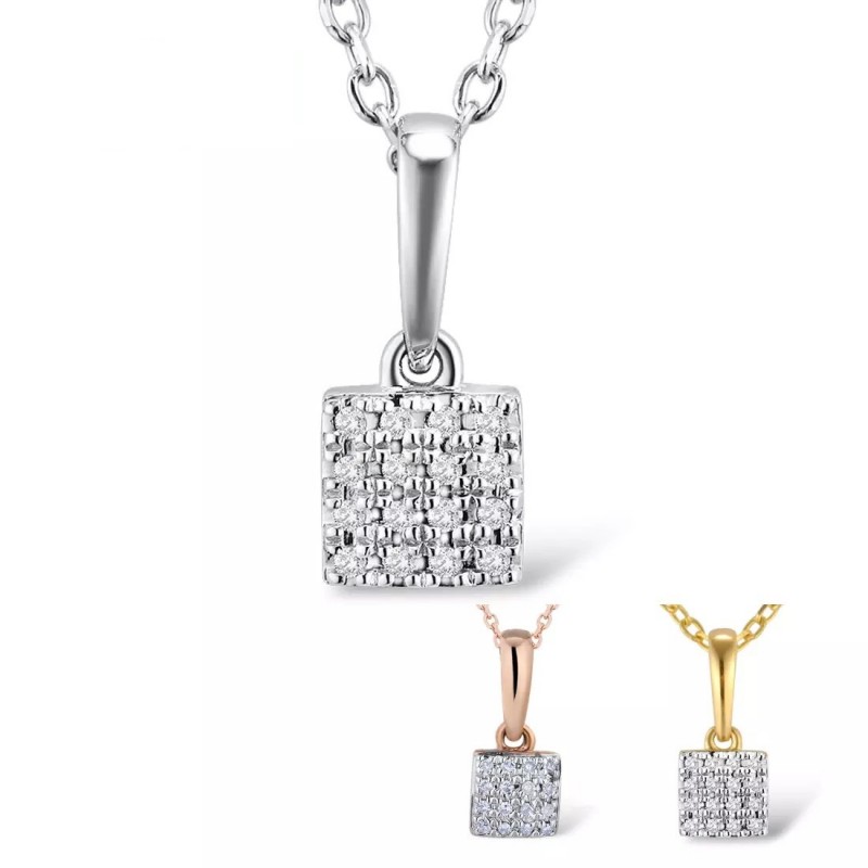 Zawieszka diamentowy kwadrat, złoto 585, diamenty 0,032ct